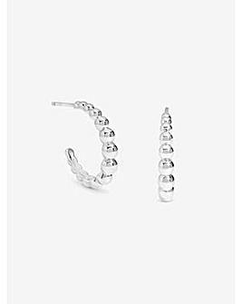 Simply Silver Sterling Silver 925 Polished Textured Orb Hoop Earrings
