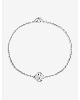 Simply Silver Sterling Silver 925 Polished Diamond Cut Clover Bracelet