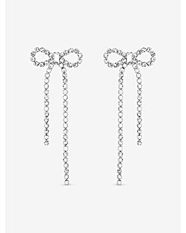 Mood Silver Crystal Bow Statement Earrings