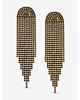 Mood Gold & Jet Crystal Tassel Statement Drop Earrings