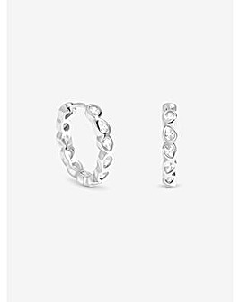Simply Silver Sterling Silver 925 Cubic Zirconia Bezel Hoop Earrings