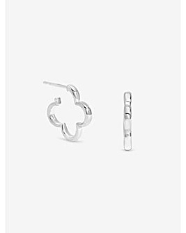 Simply Silver Sterling Silver 925 Polished Clover Hoop Earrings