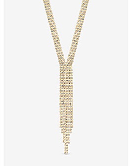 Mood Gold Crystal Multi Row Y Statement Necklace