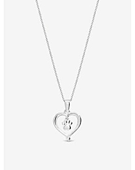 Simply Silver Sterling Silver 925 Polished Heart and Pawprint Pendant