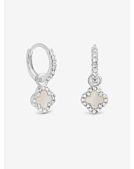 Simply Silver Sterling Silver 925 Polished Diamond Cut Clover Stud Earrings