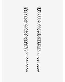 Mood Silver Crystal Linear Drop Earrings