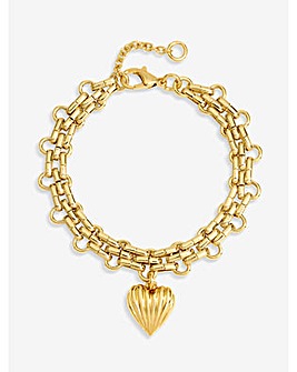 Mood Gold Ridged Heart Bracelet