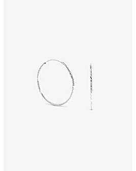 Simply Silver Sterling Silver 925 Polished Diamond Cut Sleeper Hoop Earrings