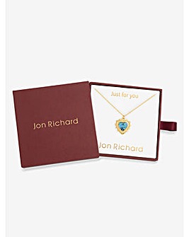 Jon Richard 14Ct Real Gold Plated Heart Birthstone Pendant - March