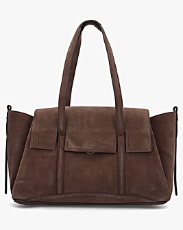 Radley Large The Chancery Flapover Coffee Suede Shoulder Bag