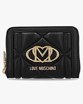 Love Moschino Heart Logo Quilted Pillow Black Purse
