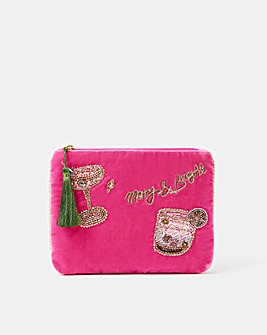 Accessorize Christmas Cocktail Velvet Pouch
