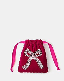 Accessorize Embellished Bow Drawstring Bag