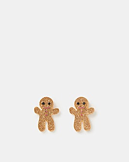 Accessorize Diamante Gingerbread Man Earrings