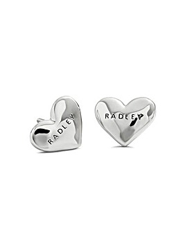 Radley Silver Plated Hammer Heart Studs