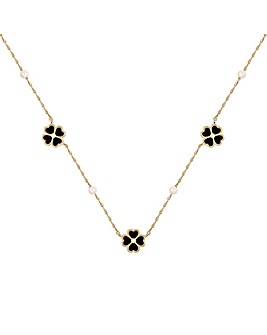 Radley Gold Plated Black Flower Necklace