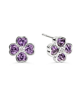 Radley Silver Purple CZ Flower Earrings