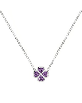 Radley Silver Purple CZ Flower Necklace