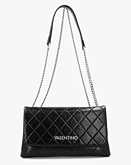 Valentino Bags Wakanda Diamond Quilt Gloss Black Flapover Cross-Body Bag
