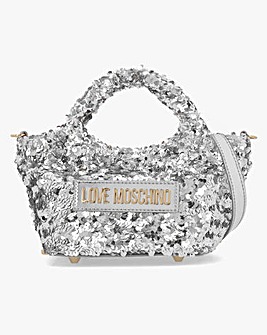 Love Moschino Sequin Silver Top Handle Bag