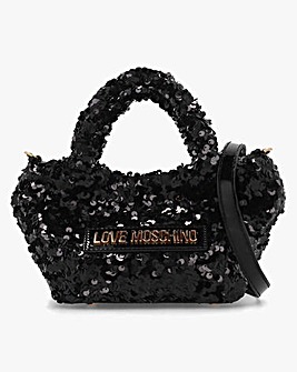 Love Moschino Sequin Black Top Handle Bag