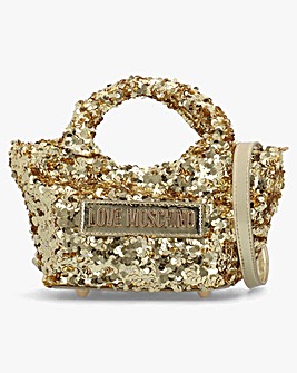 Love Moschino Sequin Gold Top Handle Bag