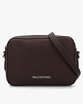 Valentino Bags Brixton II Brown Pebbled Camera Bag