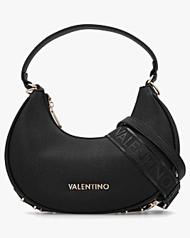 Valentino Bags Shelby Black Logo Letter Hobo Bag