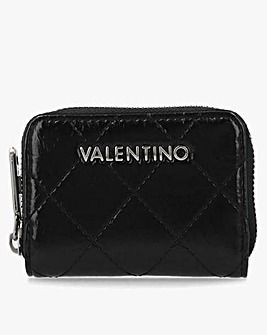 Valentino Bags Wakanda Diamond Quilt Patent Black Zip Around Purse