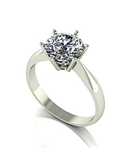 9ct White Gold 2ct eq Moissanite Solitaire Ring