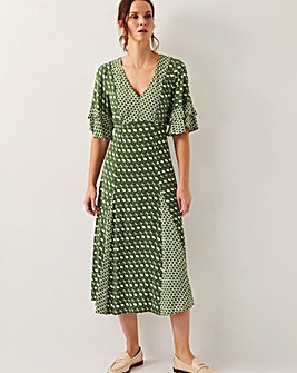 Monsoon Maren Geometric Print Midi Tea Dress