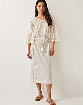 Monsoon Lena Embroidered Kaftan Dress