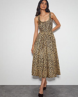 Monsoon Sicily Leopard Print Midi Dress