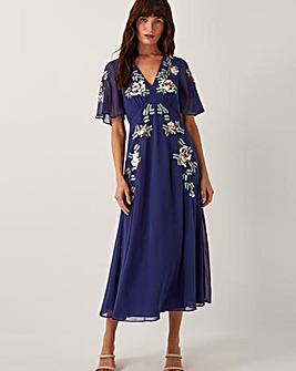 Monsoon Cora Floral Midi Tea Dress