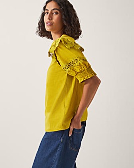 Monsoon Fay Broderie Puff Sleeve Top