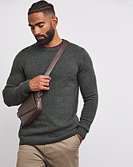 Khaki Lambswool Crew Neck Jumper