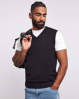 Black Cotton Sweater Vest