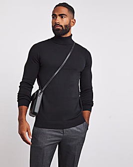 Black Cotton Roll Neck