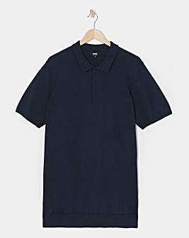 Navy Cotton Short Sleeve Knit Polo