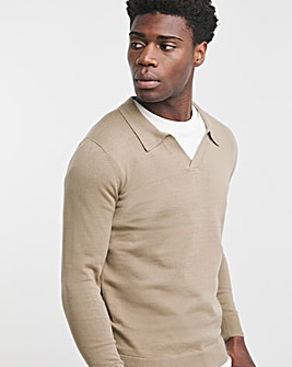 Stone Revere Collar Long Sleeve Polo