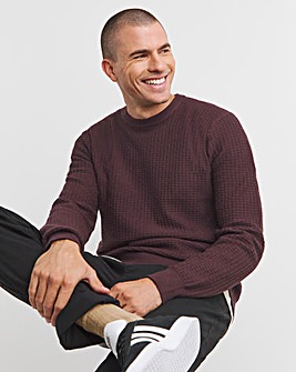 Soft Touch Burgundy Grid Crew Neck Jumper with Ecovero