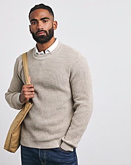 Neutral Waffle Crew Neck Jumper