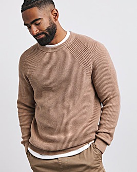 Stone Fisherman Raglan Crew Neck Jumper