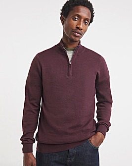Cotton 1/4 Zip Funnel Knit Top