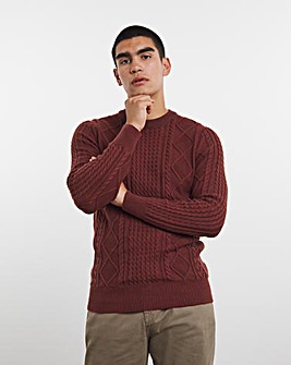 Rust Twisted Cable Knit Jumper