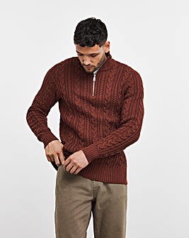 Rust Cable Knit 1/4 Zip