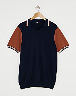 Navy Open Neck Polo