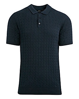 Dark Navy Cable Knitted Polo