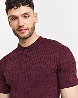 Burgundy Cable Knitted Polo