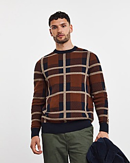 Patchwork Knitted Crew Neck Jumper